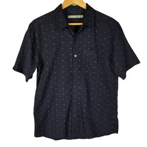 Icebreaker Button Down Shirt Men's Medium Navy Merino Wool Short Sleeve
